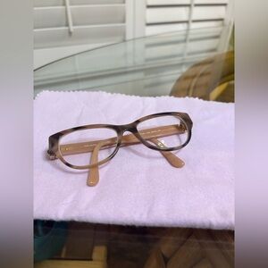 Tory Burch Tortoiseshell Eyeglass Frames Nude Arms Logo Temples Frames Only
